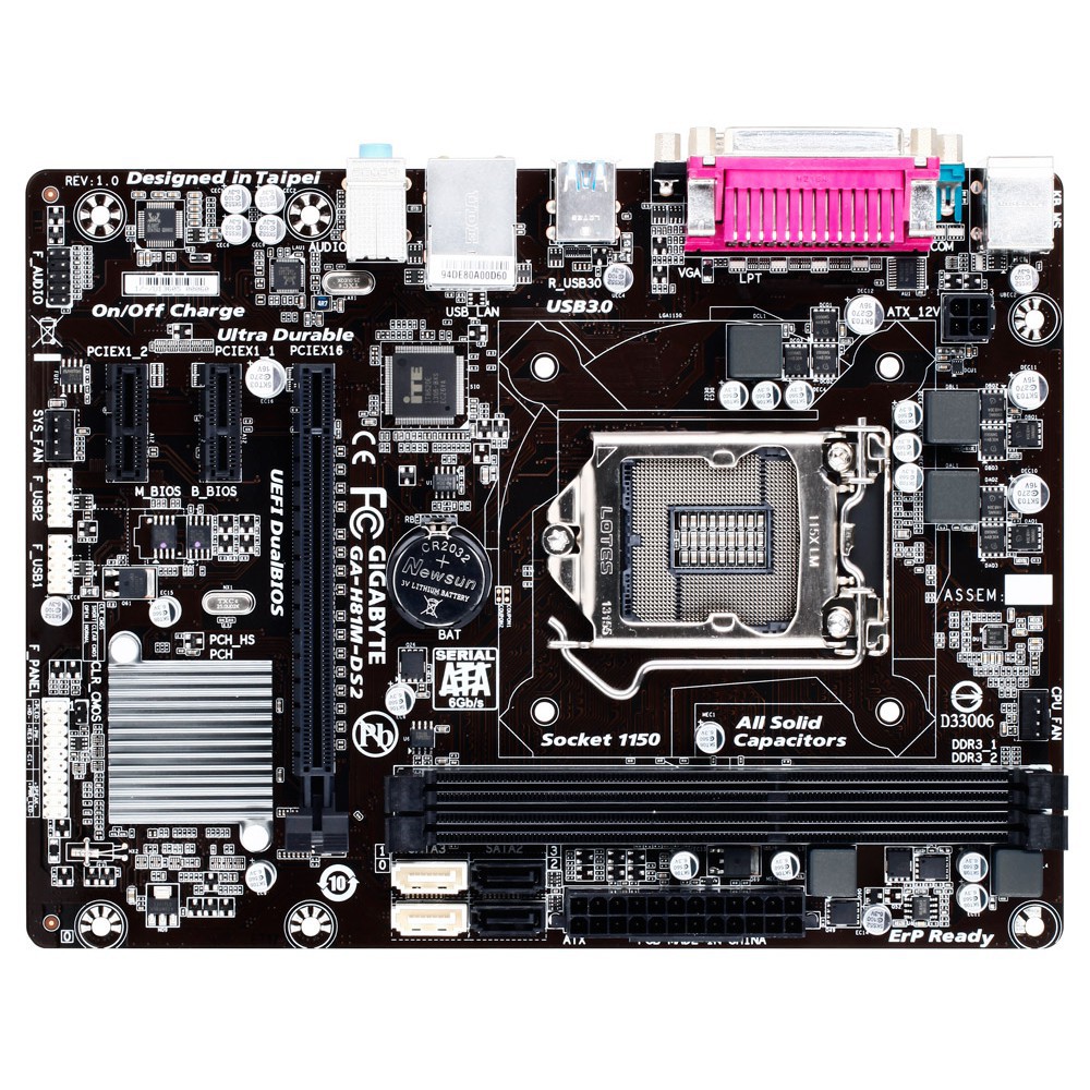 Motherboard Gigabyte Intel GA H81M-DS2 (LGA1150 H81 DDR3 SATA3 USB3)