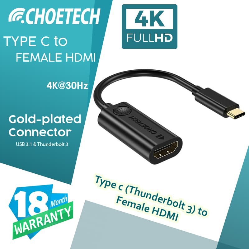 Type c to hdmi converter choetech 4k 2k hub h04 - Konverter Usb-c male to hdtv female