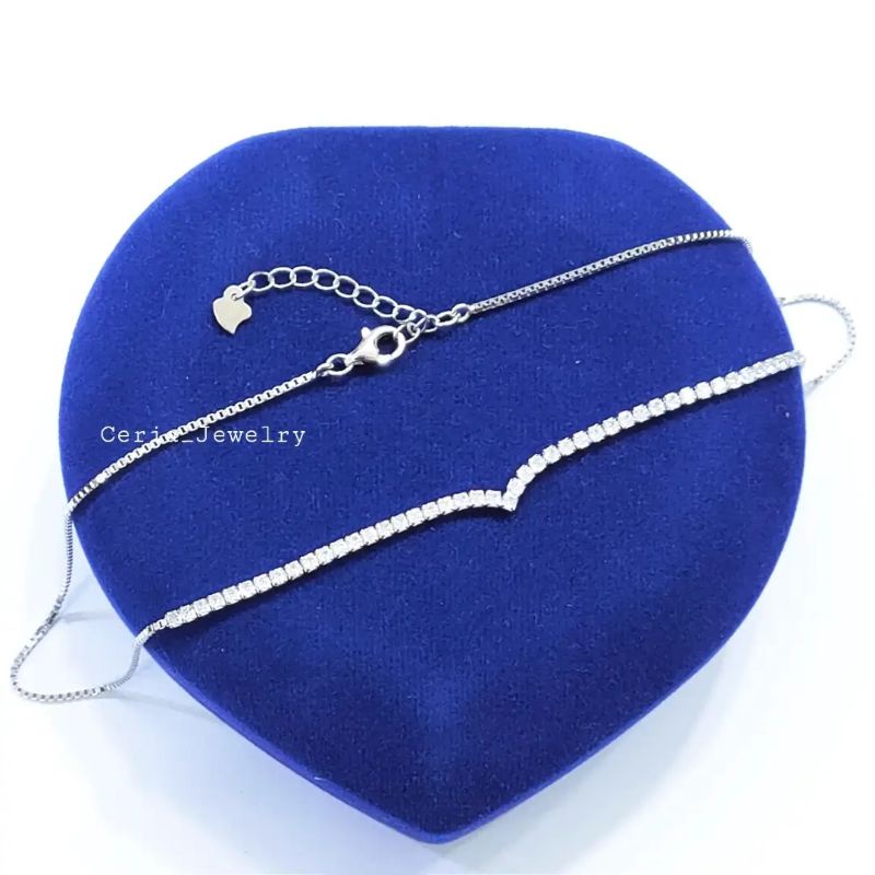 Kalung Perak Asli Silver 925 Lapis Emas Putih Model Berlian/Kalung Aurel/Kalung Nagita/Kalung Vanessa - Perhiasan Perak Wanita