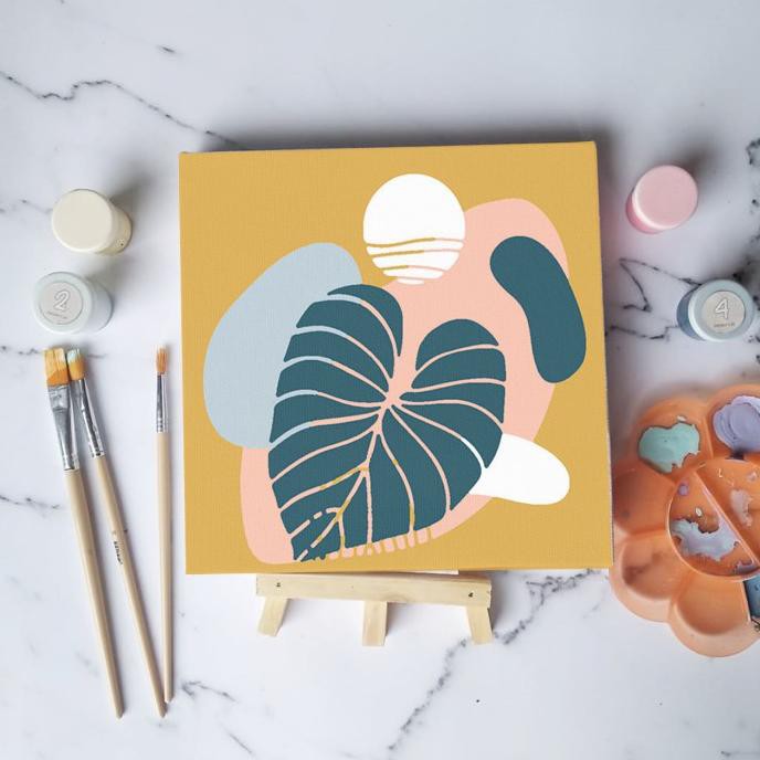 

PERALATAN MELUKIS PAINT BY NUMBER TANAMAN MONSTERA PLANT CANVAS 20X20 CM / PAINTING KIT ALAT LUKIS