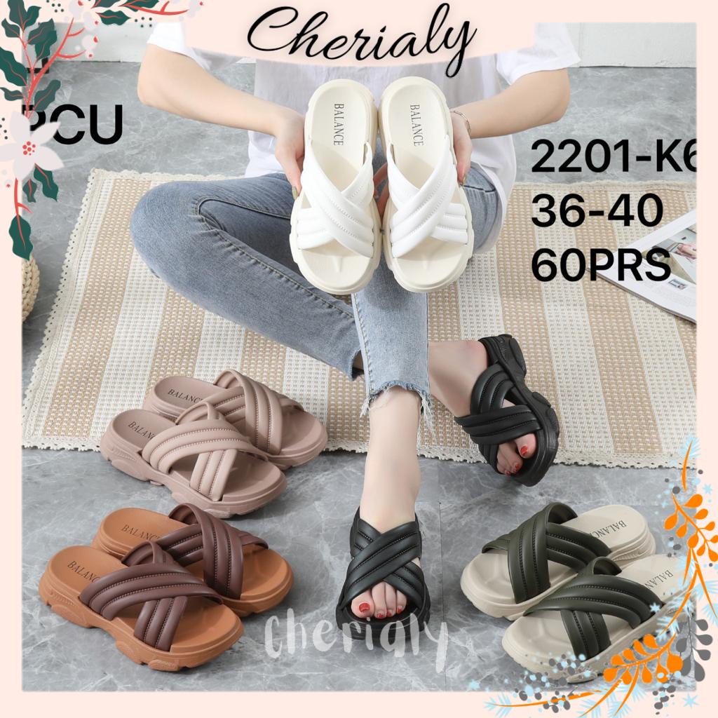 BALANCE Sandal Slop Wanita Karet Import Sol Tebal Motif Cross X Rubber Sol Tinggi Non-Slip Model Sendal Gunung 2201-K6