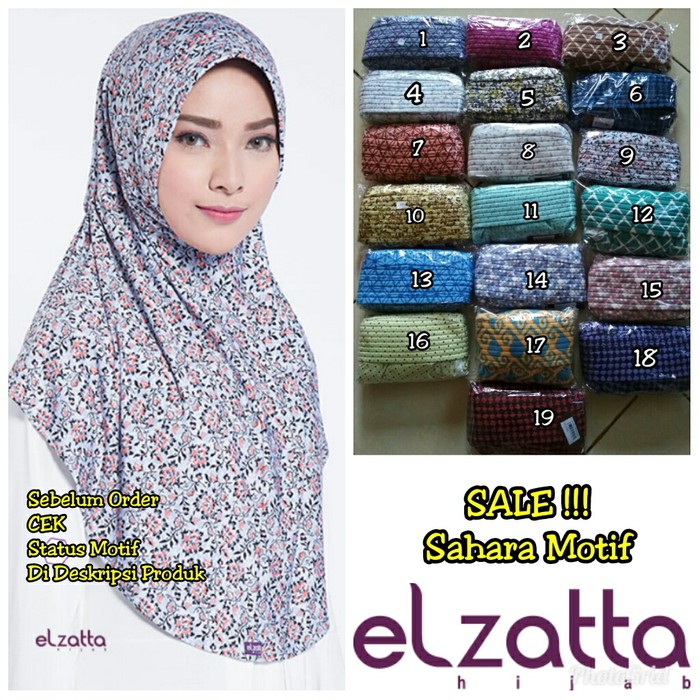 Bergo Hijab Instan ZARIA SAHARA MOTIF ELZATTA Original