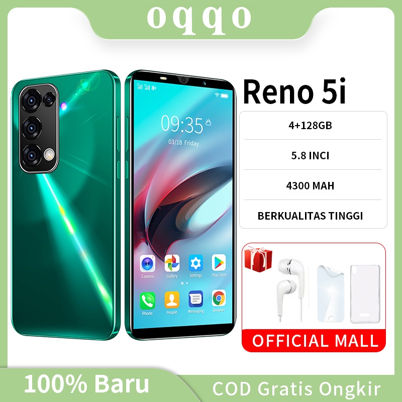 [hp muarh 300 ribuan asli ] Reno 5i Ram (4GB/128GB) - hp murah asli Cicilan Tanpa Kartu Kredit + Paket Powerbank &amp; Handfree Bluetooth OASE Garansi Resmi, Bisa COD