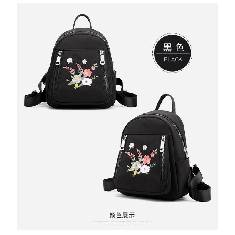 Hot Sale 2023 Tas Ransel Fashion Women Backpack Flower Bordir Beautiful Bag Travel Student School Small Casual