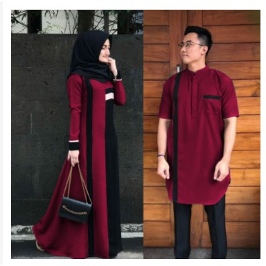 BAJU COUPLE KONDANGAN KEKINIAN BRUKAT BAJU GAMIS COUPLE TERBARU 2021 PASANGAN BAJU KAPELAN PACAR