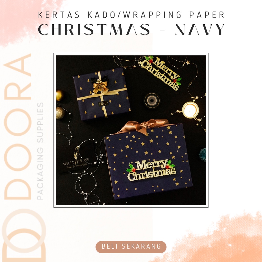 [Doora] Kertas Kado Wrapping Paper Christmas Navy