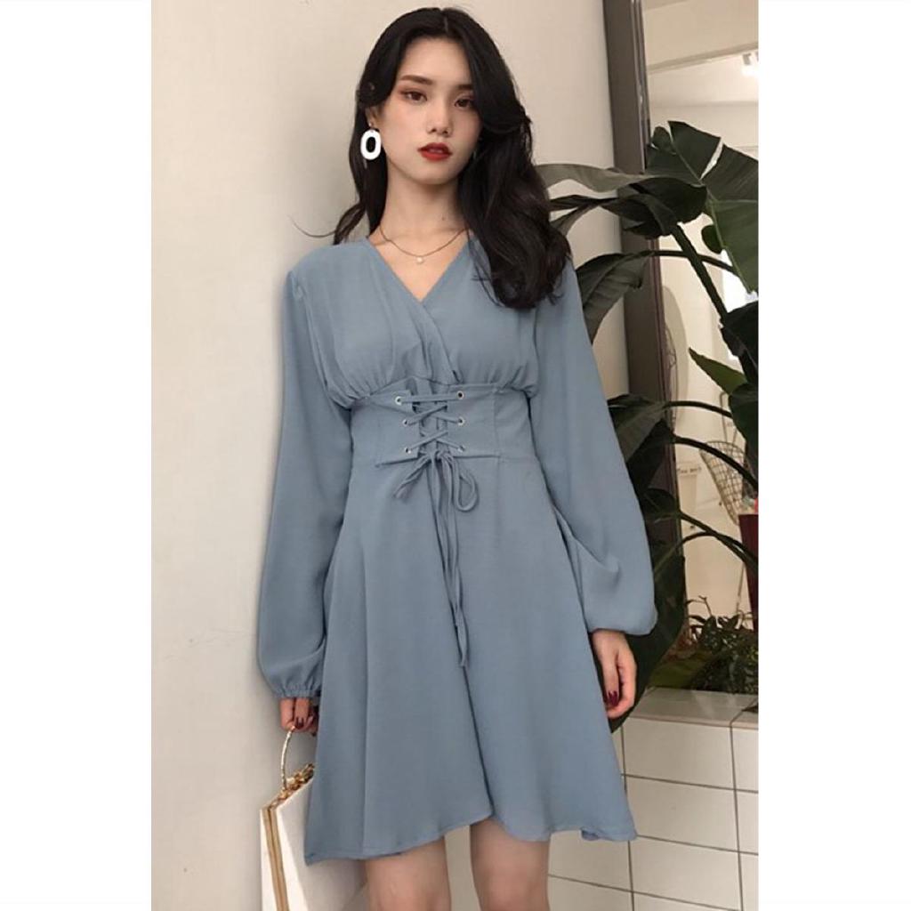Gaun Casual Wanita Model High Waist dengan Potongan A Line Gaun Casual Wanita Model High Waist dengan Potongan A Line