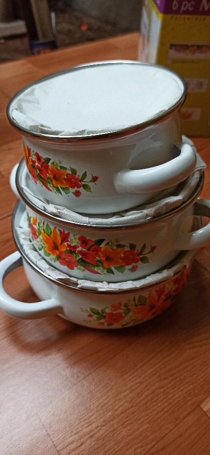 Baltimore Porcelaine Enamel 6pcs Cookware Set(3 Bowl 3tutup)