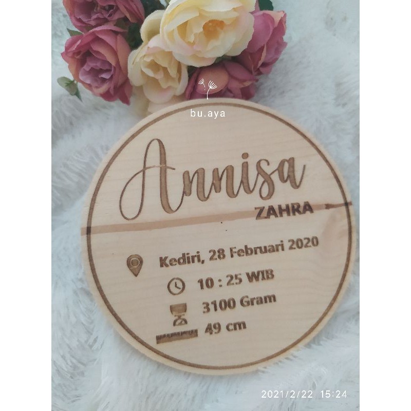 Grafir Papan Nama Bayi 15 cm Baby Signage Biodata Kelahiran Bayi