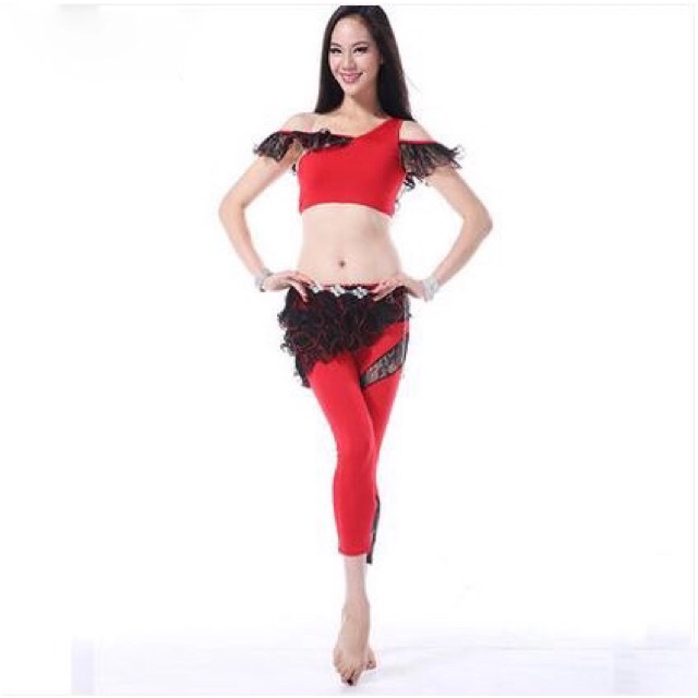 Belly dance stelan celana brukat susun baju senam aerobik Belly dance stelan celana brukat susun baju senam aerobik