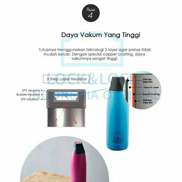 Lock n lock tumbler Twister color pencil Tumbler 450ml botol minum thermosb