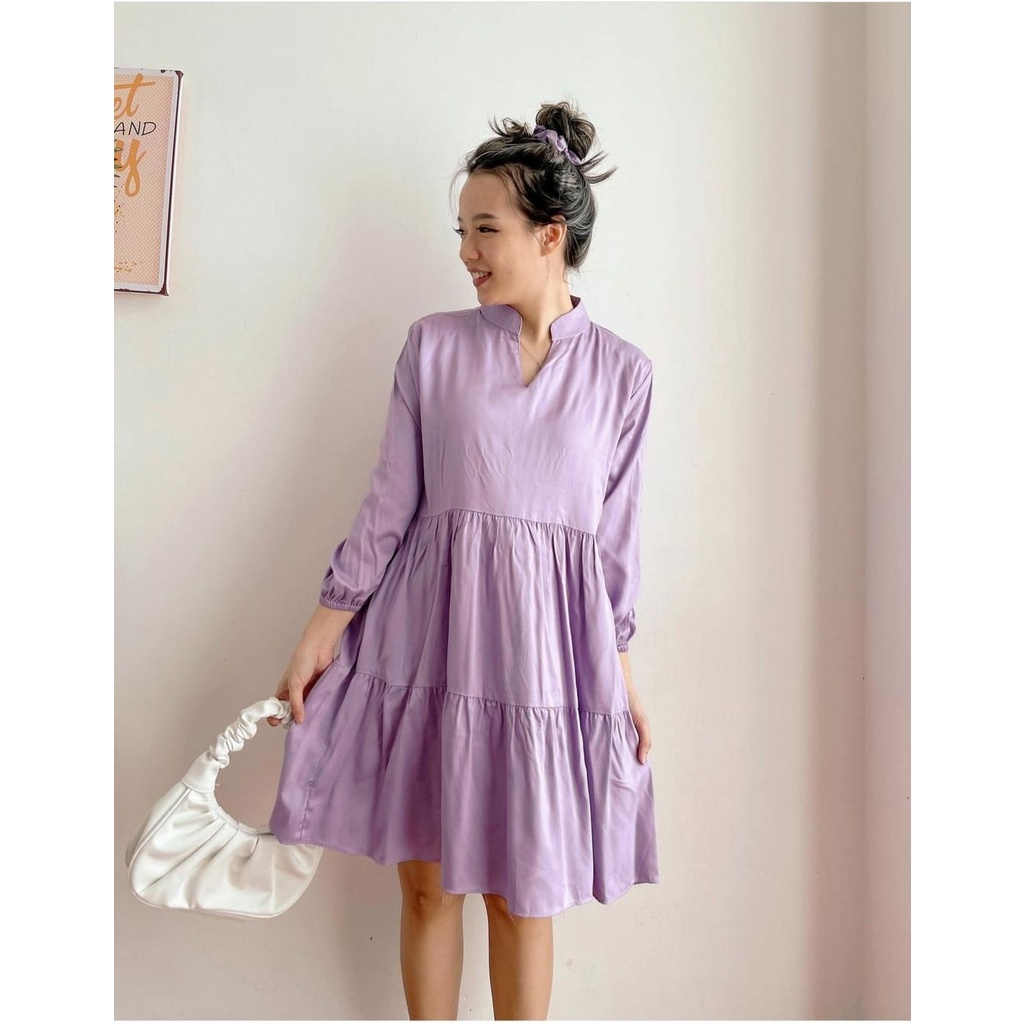 WSE390 - Dress Bianca Atasan Wanita Dress Wanita Tunik Wanita UK Fit L To XL LD 100 CM PJ 90 CM Mosscrepe PREMIUM QUALITY