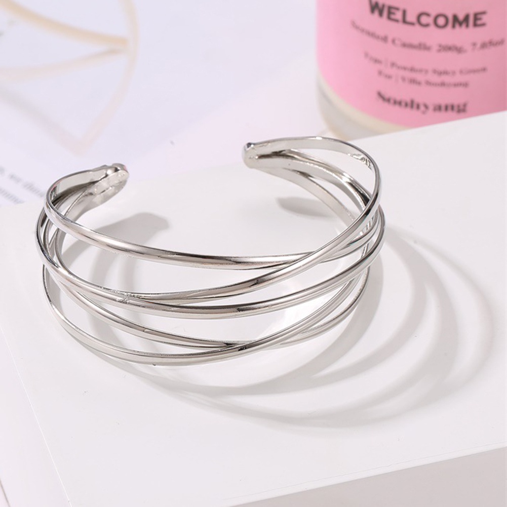 Hu Hu Hu Hu Hu Alat Bantu Pasang Kacamata♡ Gelang Bangle Open Desain Salib Multilayer Untuk Wanita