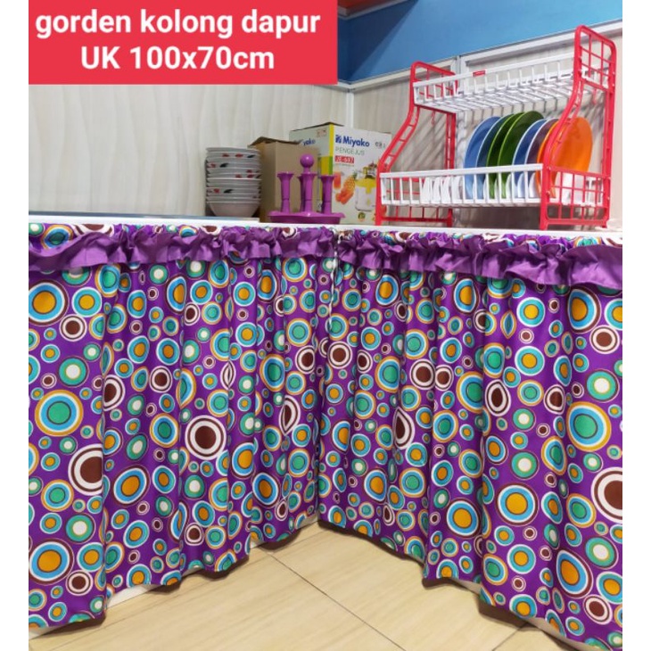 Gorden Kolong dapur Murah motif polkadot ungu