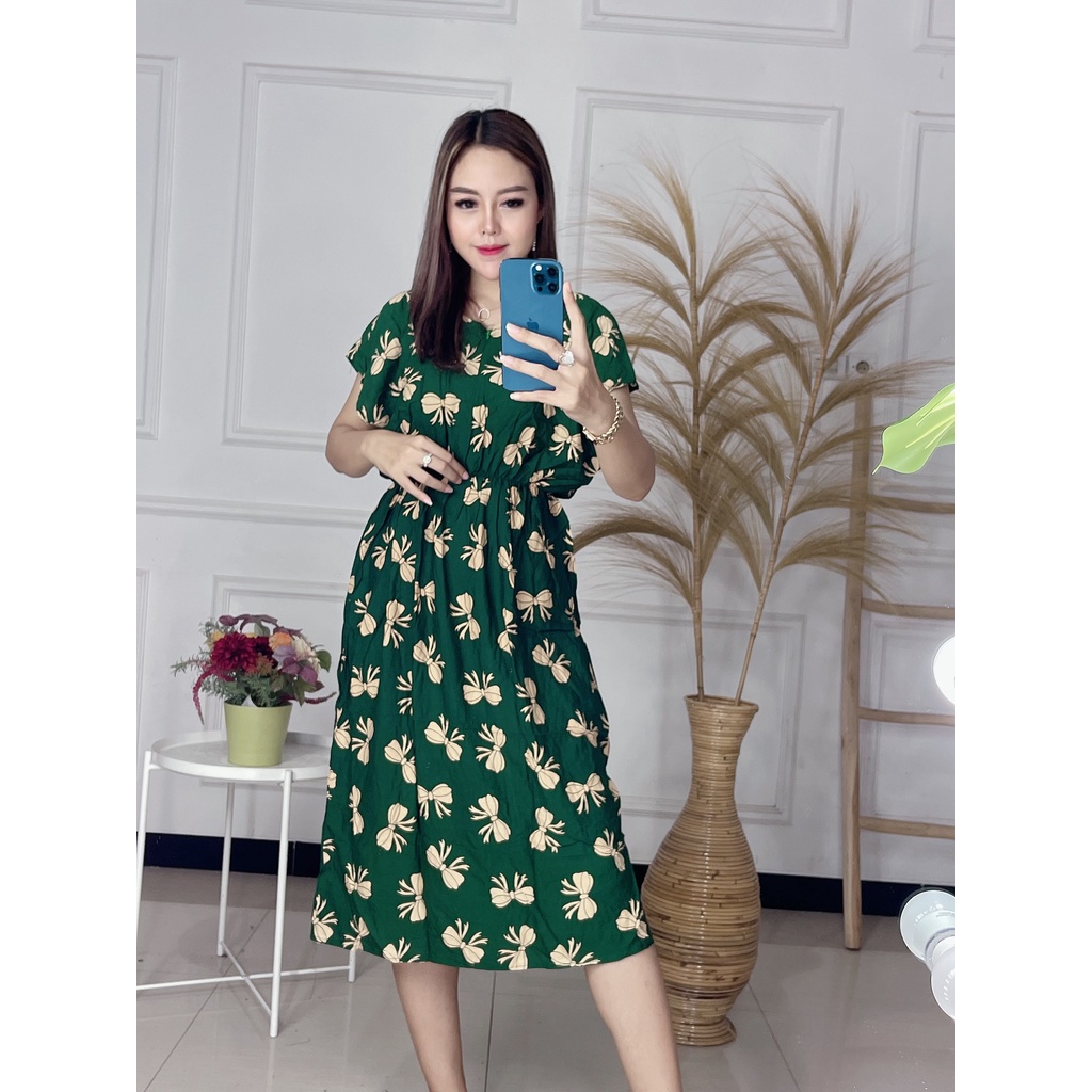 Daster Manohara Rayon Resleting Depan Busui Halus Adem Terbaru Kekinian Casual Dress