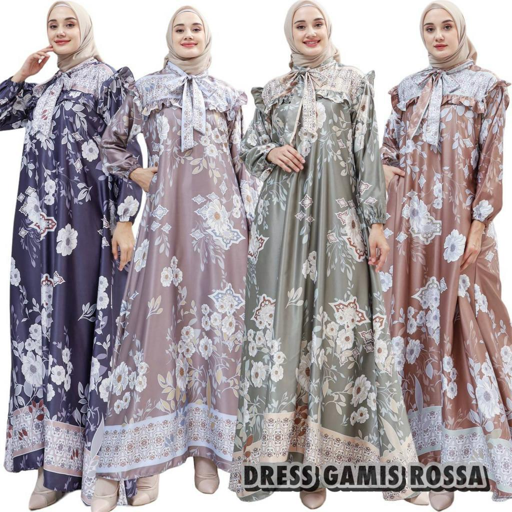 Dress Gamis Rossa Baju Wanita Resleting Depan Busui Pakaian Wanita Dress Wanita