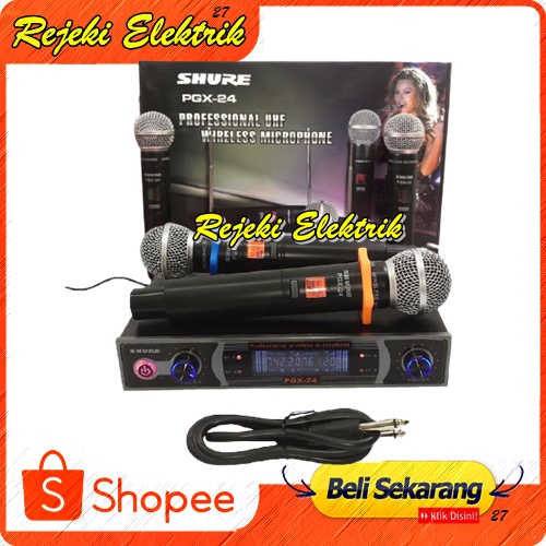Mic Wireless SHURE PGX 24 / Professional Microphone Wireless UHF Double Handles
