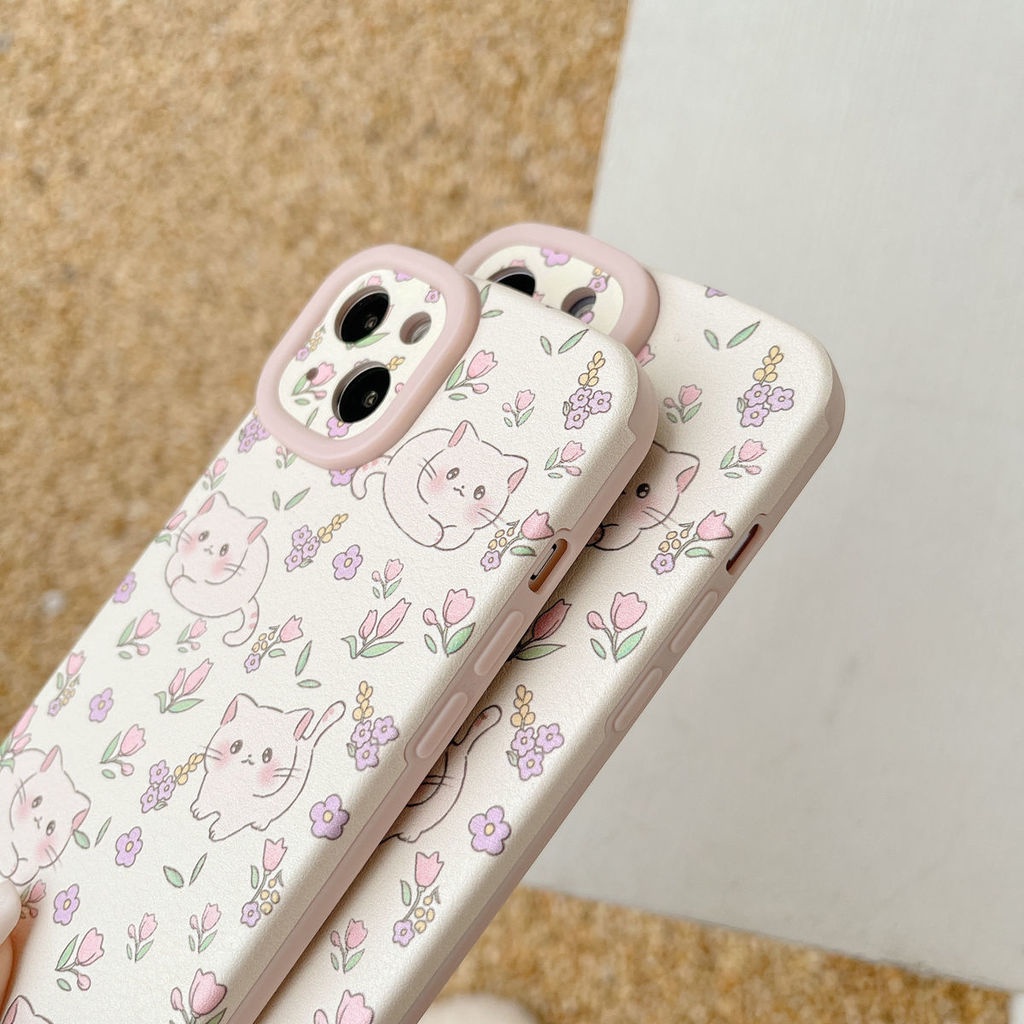 Dicetak Pola Kucing Mini Casing Ponsel IPhone 12 13 11 Pro Max X Xs Max Xr 7 8 Plus Casing Silikon Pzxm