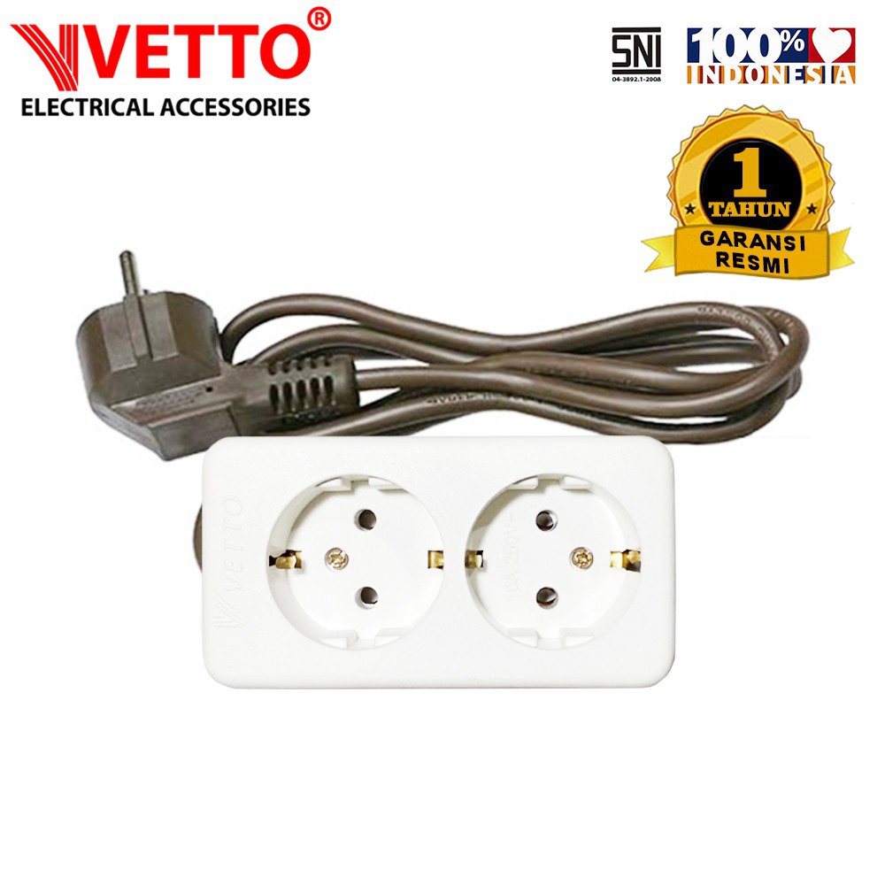 VETTO V8202 Stop Kontak 2 Lubang LC - 1,5 Meter