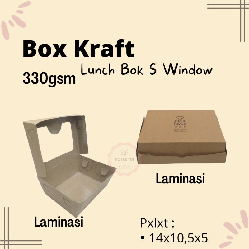 Paper Lunch Box Kraft Kotwk Nasi Laminasi Size S Window 14x10.5x5