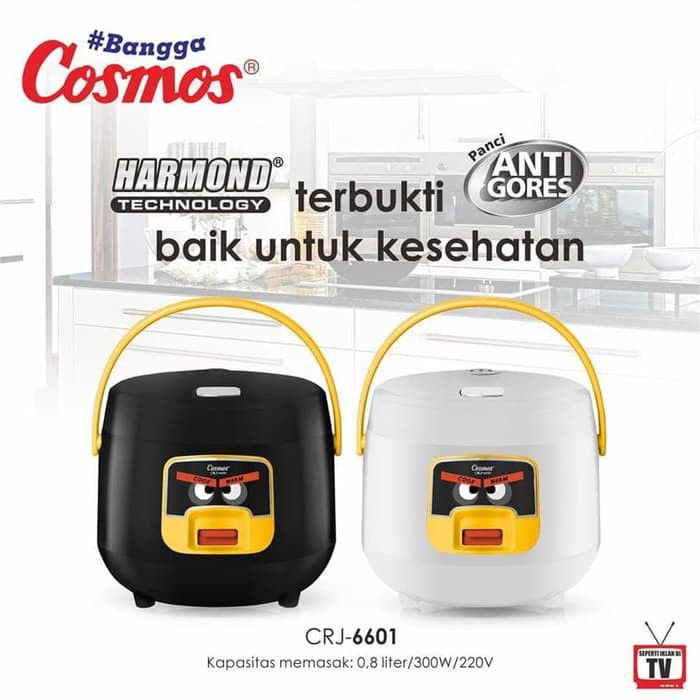 Cosmos CRJ6601 Rice Cooker Harmond / Magic Com 0.8 Liter 3 in 1 Bonus Gelas Ukur dan Sendok Nasi