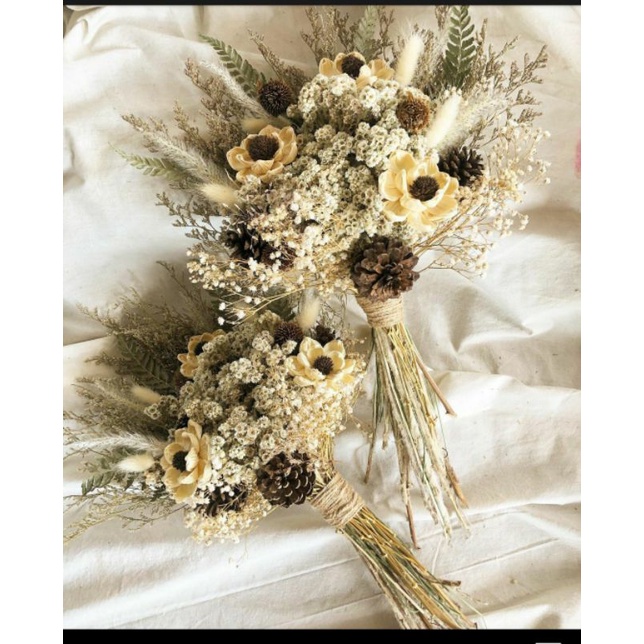 BOUQUET BUNGA/BUKET BUNGA  MURAH KERING EDELWEIS DRY FLOWER UNTUK WEDDING LAMARAN WISUDA ULANG TAHUN
