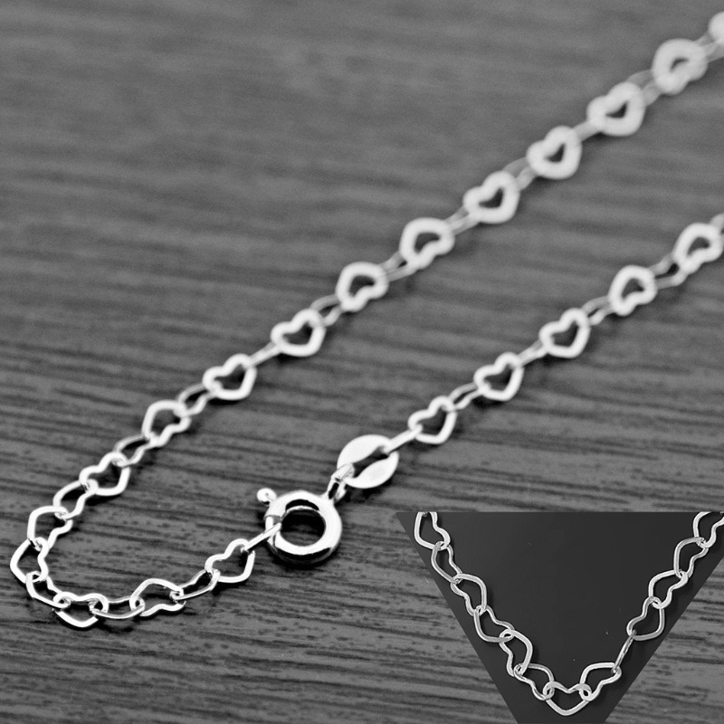 Nyata S925 Standar Sterling Silver Kalung Rantai Jantung 40-60 Cm Aksesoris Wanita