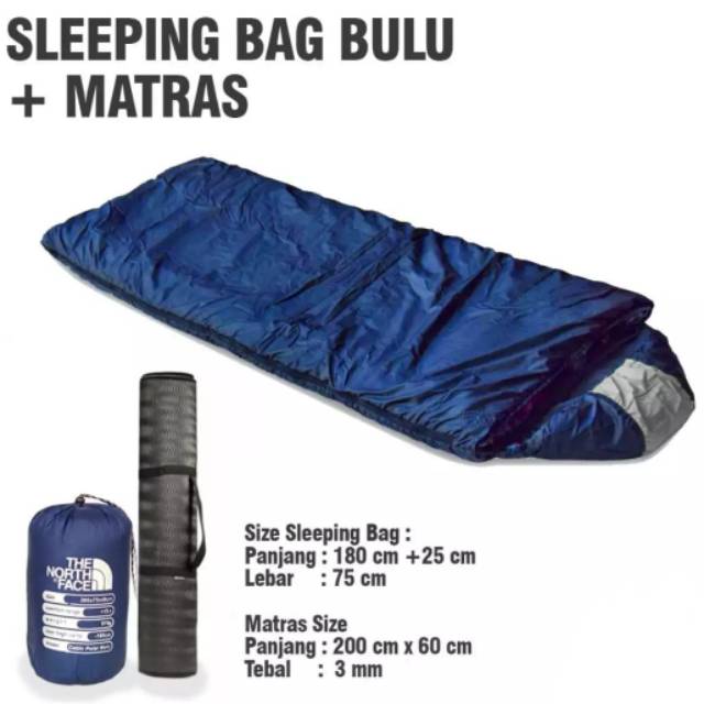 Paket hemat matras yoga matras gunung matras camping dan sleeping bag bulu  mammut sb kantong ti