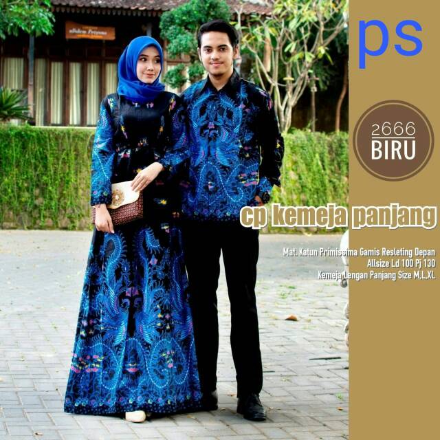 Sarimbit batik murah termurah produksi sendiri couple gamis batik naga biru