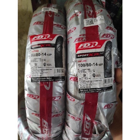 paketan 2 ban FDR sport XR Evo 80/80+100/80.14 tubless free pentil all amtiv