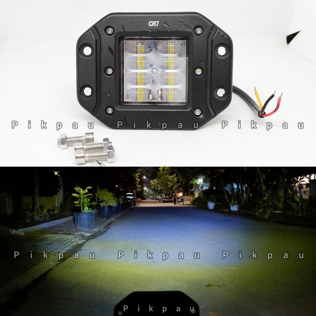 Lampu Tembak 8 Mata LED Reflektor Depan Lensa 4D Full Alumunium CR7