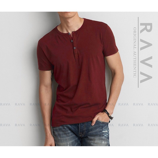 RAVA Baju Kaos Henley Berkancing ORIGINAL PREMIUM PROMO RAVA Baju Kaos Henley Berkancing ORIGINAL PREMIUM PROMO