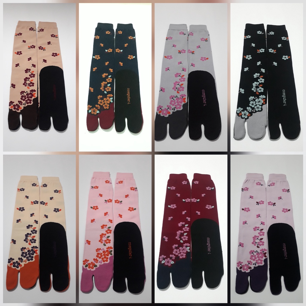 12 pasang kaos kaki jempol motif bunga sakura