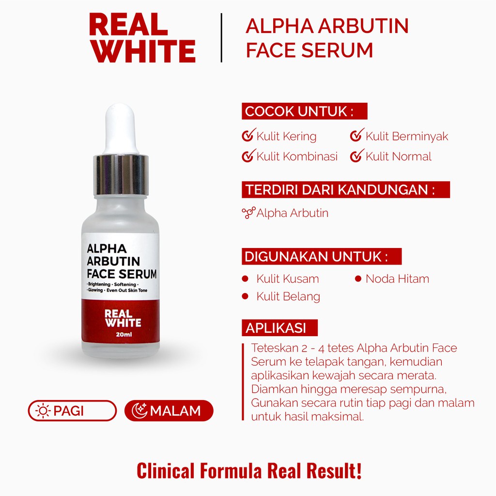 Real White Alpha Arbutin Serum 20ML BPOM