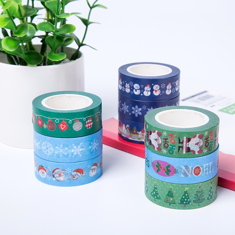 Tape / Selotip Washi Seri Natal Motif Snowflake Untuk Scrapbook DIY