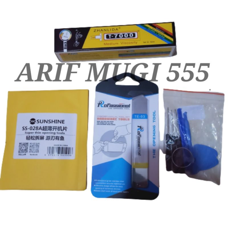 Tools alat servis Obeng 8 in 1+Lem T7000 50 ml+Besi Congkel TE-03+Besi Congkel SS-028A