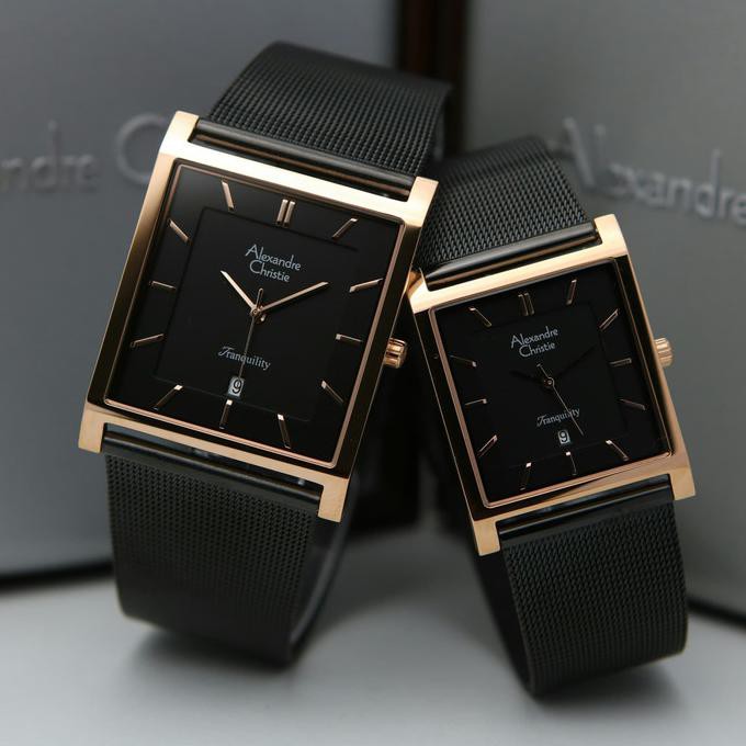 Jam Tangan Couple Alexandre Christie Ac8629 / Ac 8629 Rosegold Black Andini.Marketplace