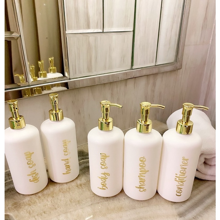 botol DOFF TEBAL 500ml gold kecil LUXURY. aesthetic bottle refill tempat sabun cair pump estetik