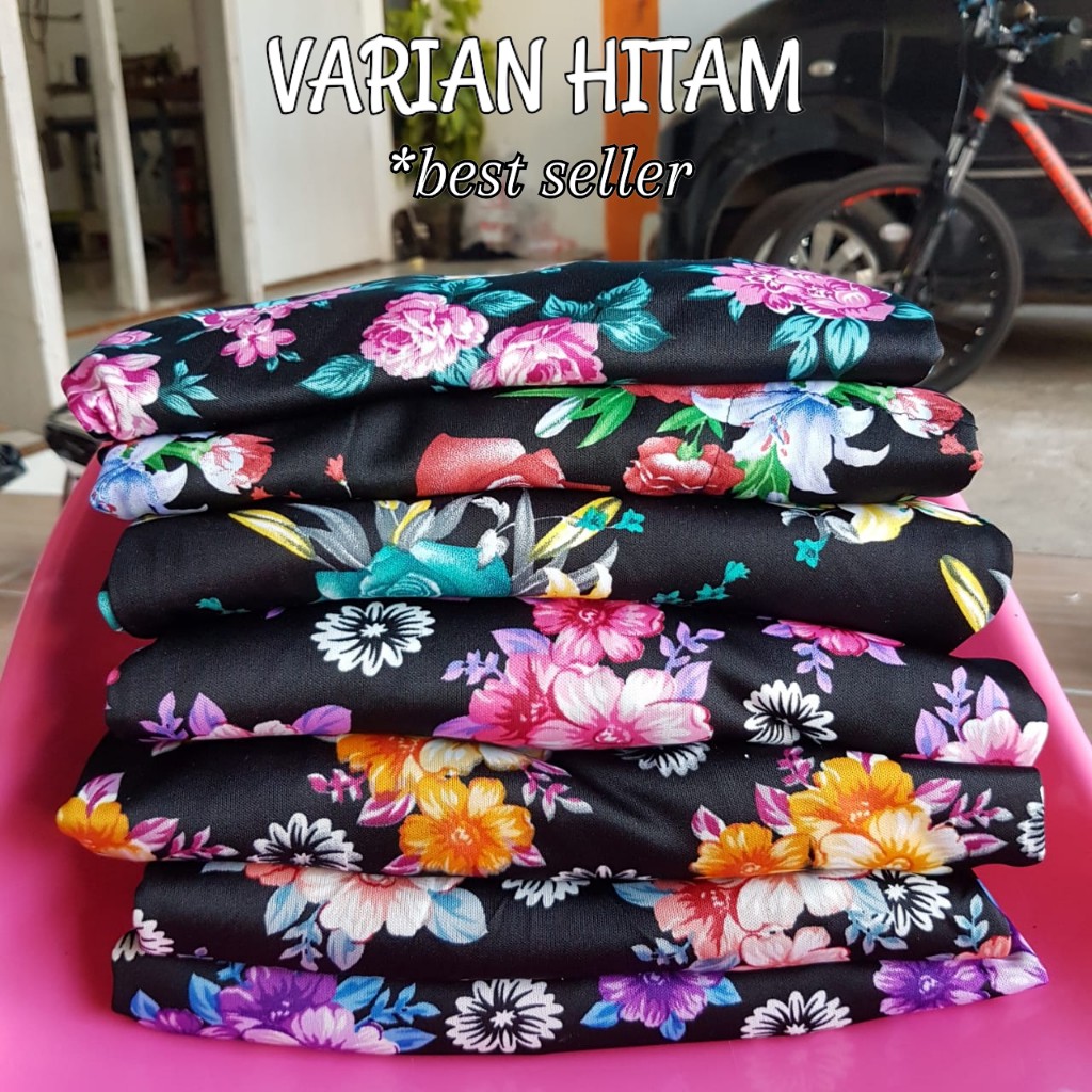 (1KG = 6pcs) ROK MUSLIM HYGET BUNGA MAYUNG - ROK MOTIF SIMPLE PANJANG MURAH maxi skirt jumbo wanita-Warna dasar HITAM