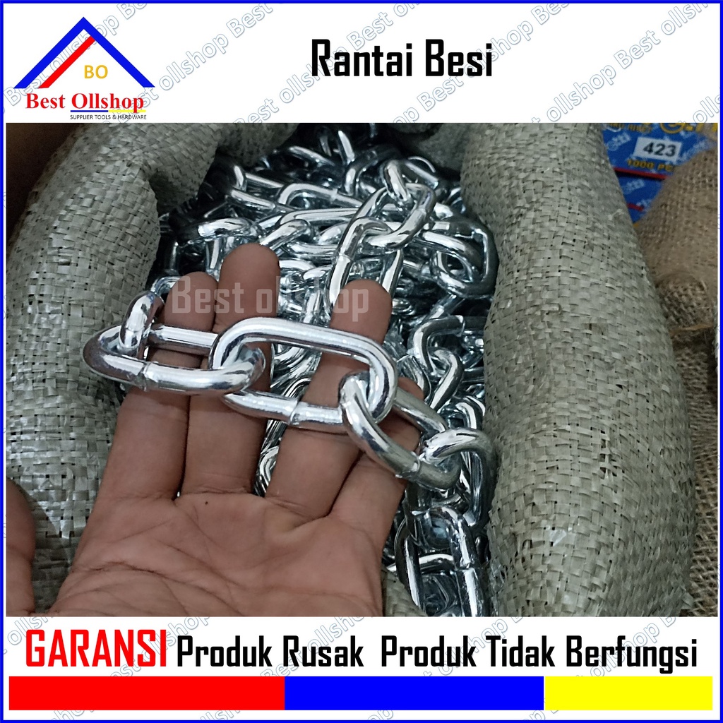 Rantai Kapal 5/16 7 MM / Rantai Besi Besar 7 MM /  Harga Rantai Kapal Besi Meteran / Rantai Besi Galvanis 7 mm/Rante Besi 7 mm Eceran per 0.5 M 1 Meter Murah