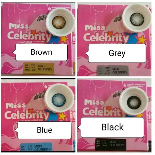 Softlens miss celebrity/soflen warna bulanan miss selebriti by omega/normal s/d -6.00