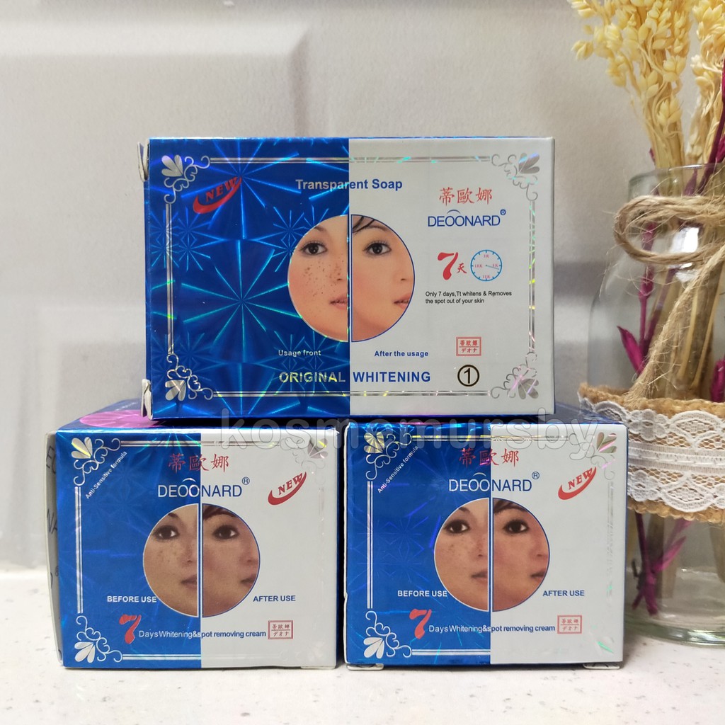 Paket Cream deonard biru 7 days 25g day , night + Sabun whitening