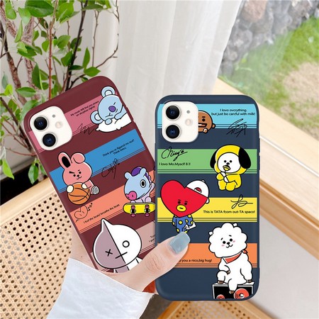 New Fashion Tide Brand Cartoon BTS BT21 Rabbit Pattern Painting Blue Wine Red Case IPhone 11 11Pro