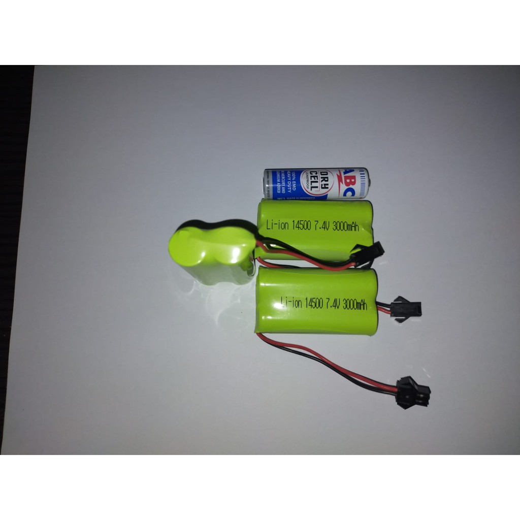 Batre RC Mobil Remot 7.4V 7,4V 3000mAh Socket Hitam 2pin 2x14500