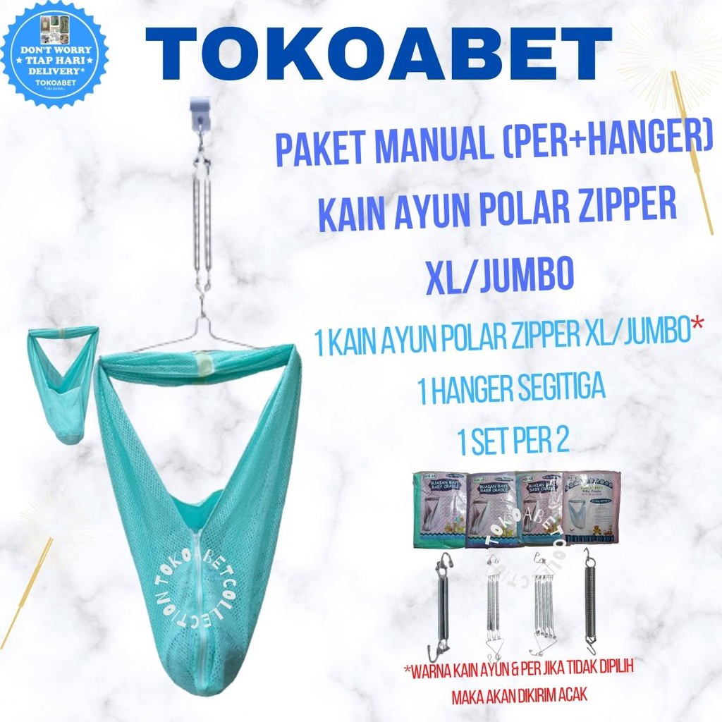 PAKET MANUAL Ayunan Bayi POLAR XL JUMBO Per Pegas VARIASI Hanger perlengkapan tidur bayi TOKOABET