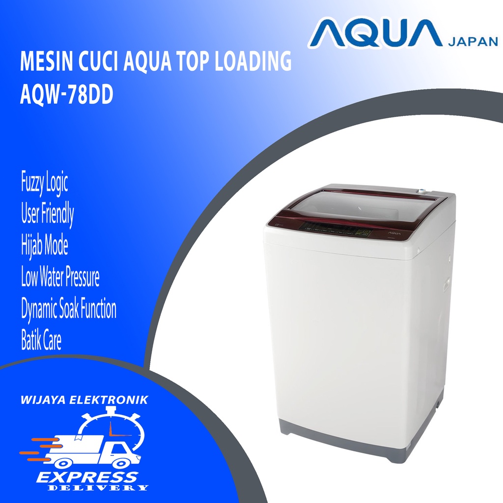 MESIN CUCI 1 TABUNG AQUA 7KG AQW-78DD WARNA HITAM DAN MERAH