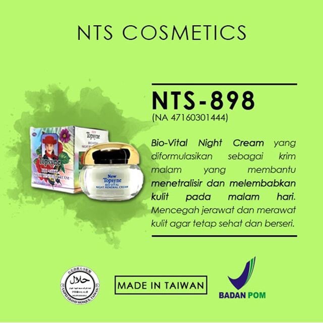 NTS-898 BIO-VITAL NIGHT CREAM Krim Malam Anti Aging with SQUALANE HYALURONIC ACID New Topsyne TS-898