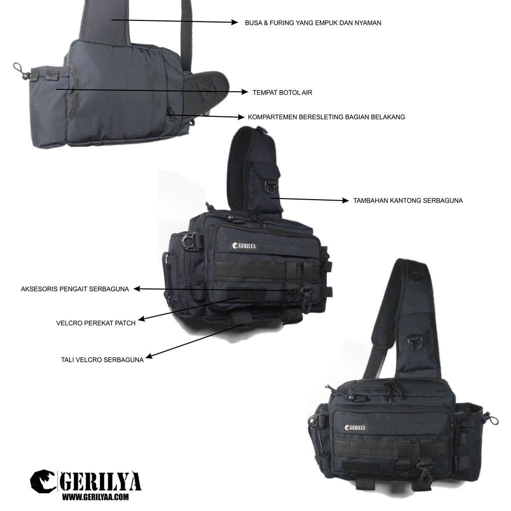 Tas Pancing  Selempang Tactical ARMY Multifungsi Fishing Bag Outdoors Tas Pria GERILYA M99-3