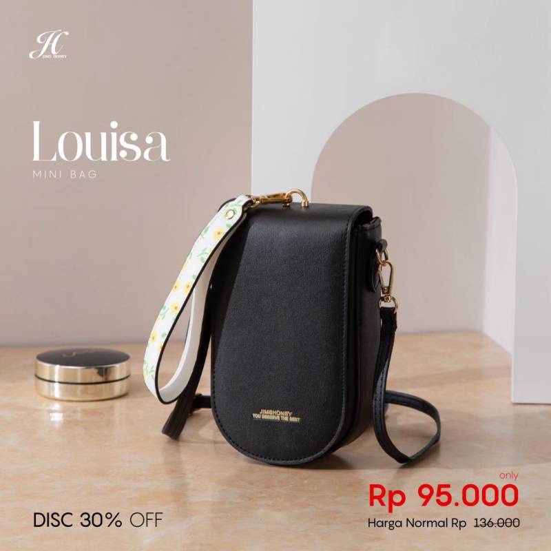 LOUISA MINI BAG JIMSHONEY varian lama Motif Bunga pada tali pendek nya ( READY STOCK, SIAP KIRIM )