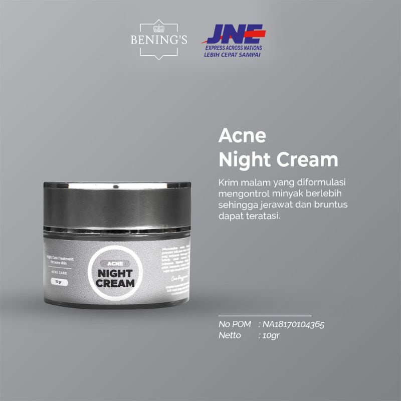 Acne night cream bening's skincare by dr oky (bening's klinik)